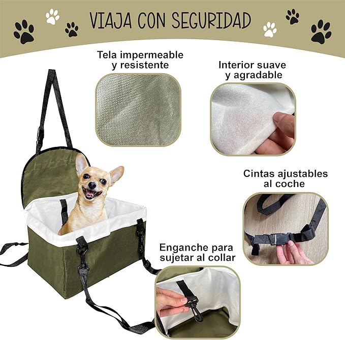 ASIENTO DE AUTO PARA MASCOTAS - 🐾🚗 PATITAS AL VOLANTE™ "No maneja, pero viaja cómodo" 😎