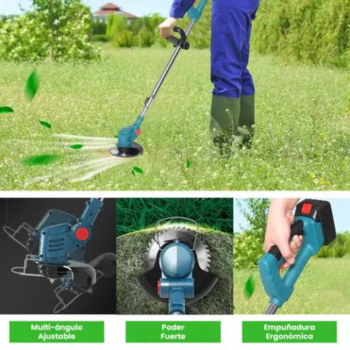 CORTADORA DE CESPED GREENPOWER PRO™ 8 HERRAMIENTAS + DOS BATERIAS DE 48V