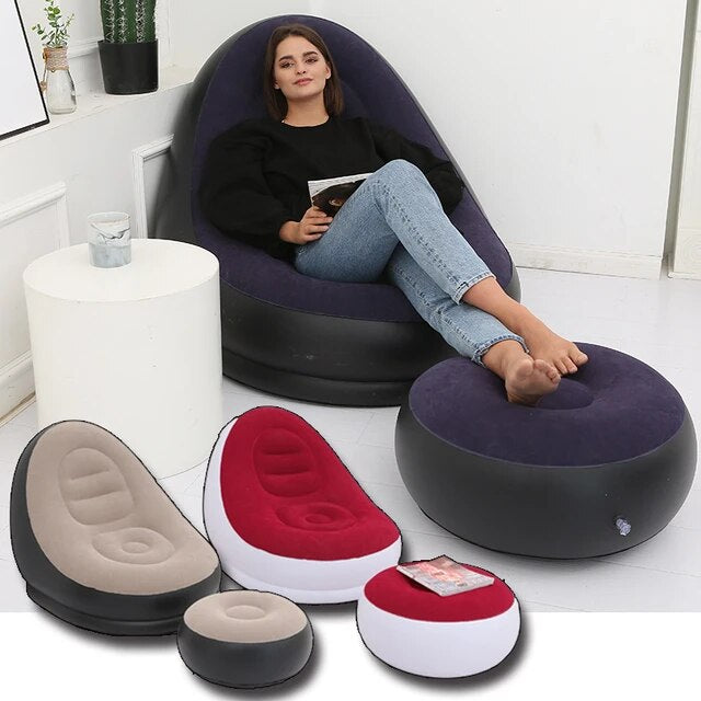 >SOFA PEREZOSO - Inflable con Puff (incluye inflador)