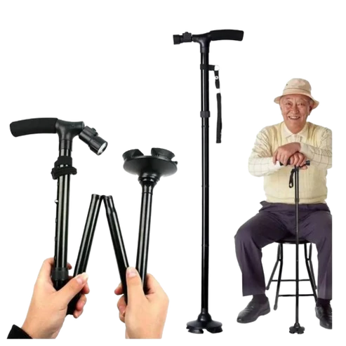CAMINA SEGURO™ – BASTÓN ORTOPÉDICO PLEGABLE CON LUZ LED 🔦