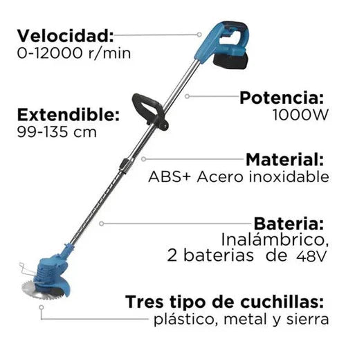 CORTADORA DE CESPED  GREENPOWER PRO™  8 HERRAMIENTAS + DOS BATERIAS DE 48V
